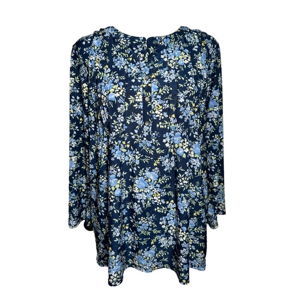 Napa Valley Women’s West Coast Blue Floral Blouse Button Front Pleated Top Sz M - Picture 10 of 12